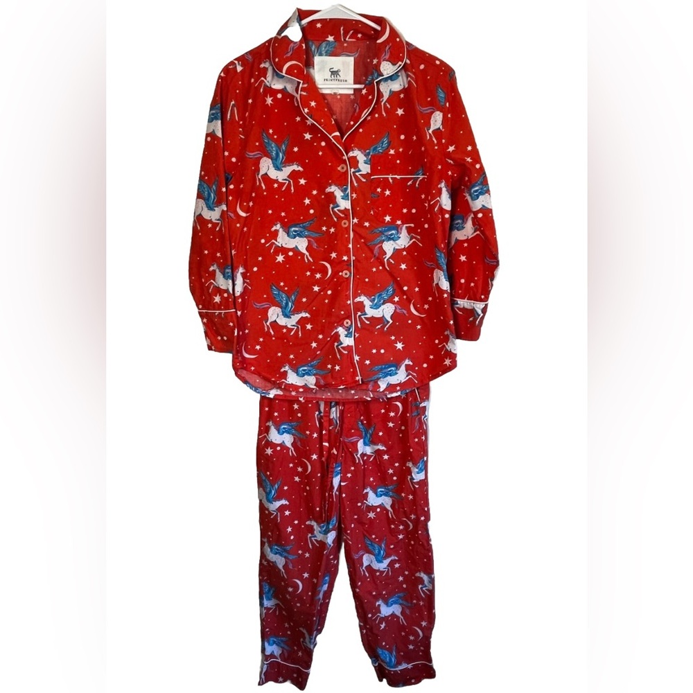 Printfresh Moon Flight Pegasus Unicorn Organic
Cotton Long Pajama Set Size XXS - Picture 2 of 7